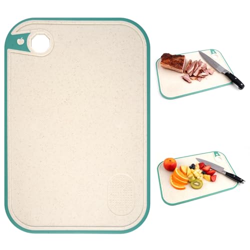 Kunststoff Schneidebrett Spülmaschinenfest, Schneidebrett Rutschfest mit Mahlrille, Schneidebretter BPA Frei, Küchenbretter Beidseitig Verwendbar, Schneidebretter für...