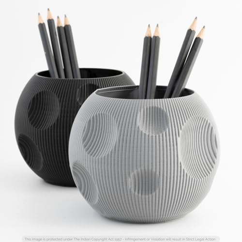 Image of Pen stand for table, aesthetic pen stand for office table stylish, pen holder for desk, pencil holder, office desk organizer, Study accessories penstand for men women kids items (Black, Round)