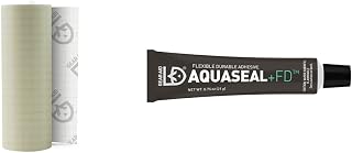 GEAR AID Tenacious Tape Ripstop Repair Tape for Fabric and Vinyl, 3” x 20”, Gray & Aquaseal FD Flexible Repair Adhesive for Outdoor Gear and Vinyl, Clear Glue, 0.75 oz