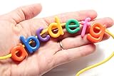 Lowercase Alphabet Lacing Beads Busy Bag - Perfect Fine Motor Learning Activity for Toddlers and Preschoolers. Sort by Shape and Color, Large Beads