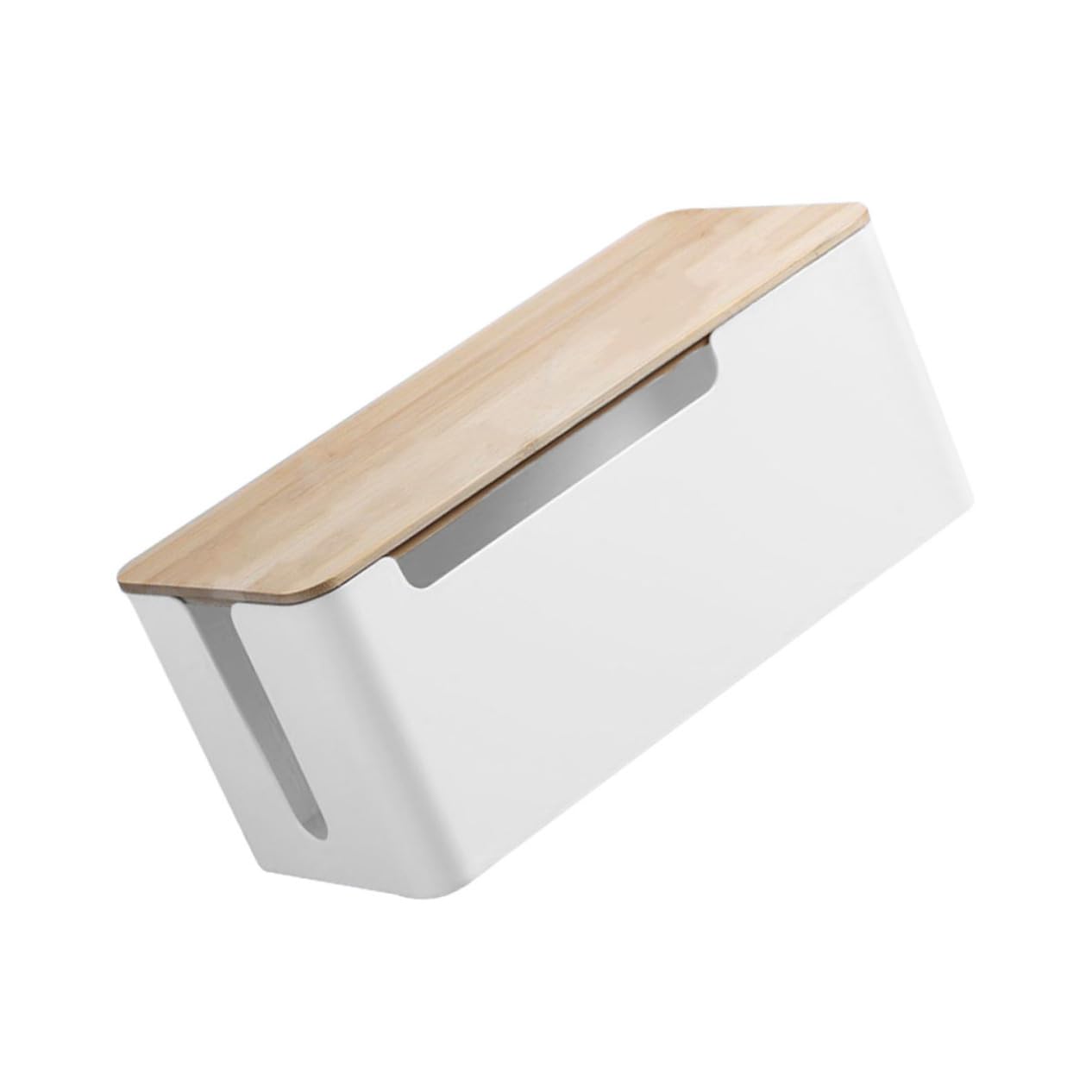 Tapa de Bambú Caja Organizadora de Cables Grande para Hogar