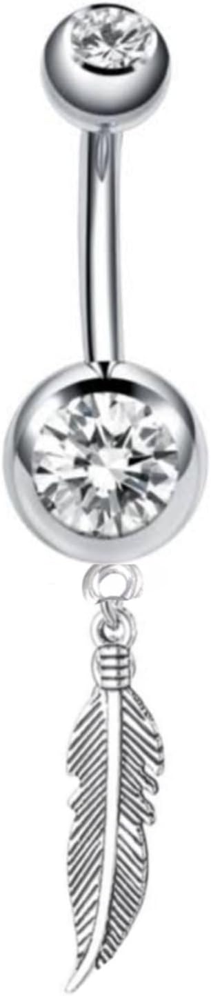 Cerrahi Çelik Tüy Sallantılı Göbek Piercing, Gümüş
