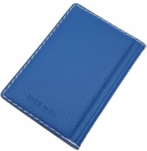 myledershop Etui na karty kredytowe i wizytówki z kontrastowym szwem 12 przegródek MJ-Design Germany, Wzór 2 / niebieski, Einheitsgröße, Nowoczesny