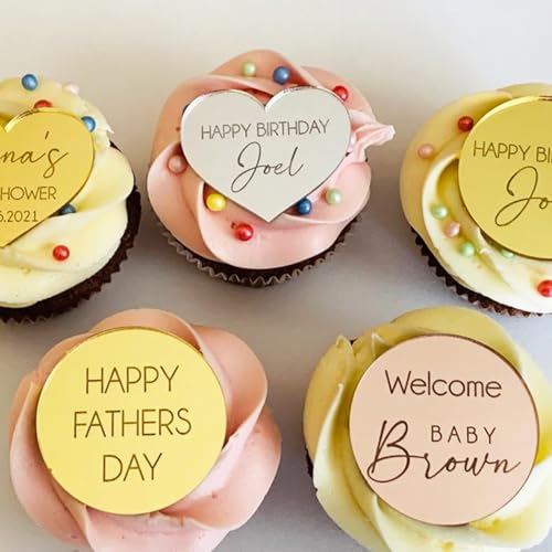 20/50/100Pcs Personalized Name Date Tag Custom Acrylic Circle Hea...