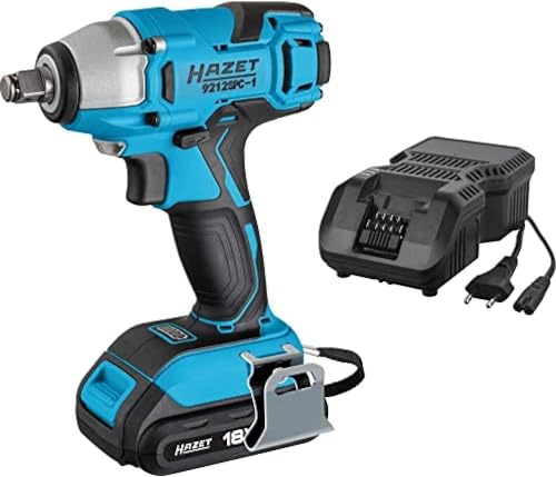 Llave de impacto inalámbrica HAZET 9212SPC-1 I 3 piezas incl. cargador rápido y batería de Li-ion, accionamiento cuadrado de 1/2 pulgada, par de desbloqueo: 260 Nm I diseño ligero y manejable