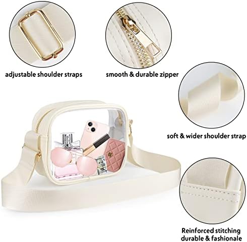 KETIEE Clear Bag Stadium Approved, Clear Crossbody Bag Transparent Purse for Women See Through Handbag with Adjustable Strap for Concerts Sports Festivals (Beige) — view 4