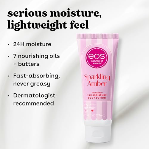 Image of eos Shea Better Travel Size Body Lotion, Sparkling Amber, Limited Edition Skin Care, 24-Hour Moisture, Body Lotion for Women, travel size toiletries, Vegan, 2.5 fl oz
