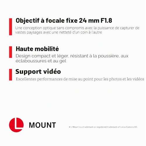 Objectif Hybride Panasonic Lumix S 24mm f/1.8 – Focale Fixe, Ouverture Lumineuse, Tropicalisé - vue 6