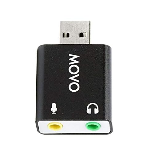 Movo USB-AC 3.5mm TRS Microphone to USB 2.0 Stereo Audio External Sound Card Adapter for PC and Mac. USB Sound Card Adapter for Computer or Laptop Convert USB Input to 3.5mm TRS Headphone or Mic Jack