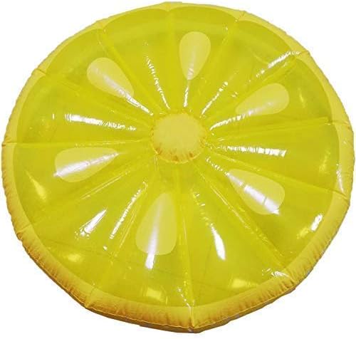 Rexco 2007258 Inflatable Large Lemon Yellow Full Round Slice Fruit Island Beach Float Lounger Swimming Pool Jumbo Air Mat Water Sports Fun Toy Raft Lilo