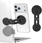 CloudValley Magnetic Laptop Phone Holder, 360° Rotating Mount Compatible with iPhone MagSafe and All Phones, MacBook, PC Monitor, Screen Stand for Tesla, Portable Accessory (Black)
