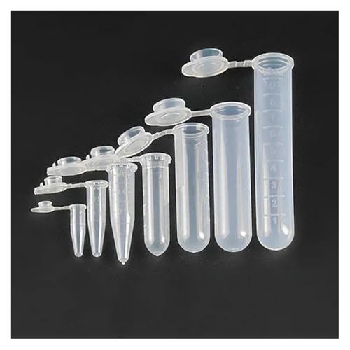 0.2/0.5/1.5/2/5/7/10ml Sample Container Test Tubing Vial Plastic Centrifuge Tube with Cap for Kinds Experiment(5ml 300pcs)