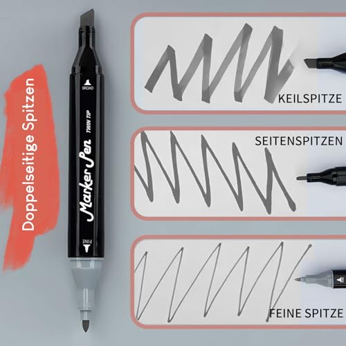 STATIONERY ISLAND graue Alkoholmarker-Stifte – 10 kühle Grautöne & 1 Stift zum Mischen – Acryl-Transportbox – Alkoholbasierte mischbare Stifte mit zwei Spitzen – Permanente Marker – Für Hobby