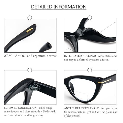 Image of 3 Pack Bifocal Cat Eye Reading Glasses for Women Oversized Blue Light Blocking Computer Readers