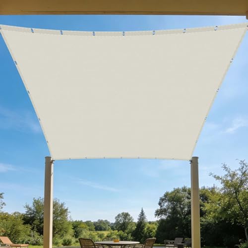 Voile d'ombrage imperméable 1.6x4m rectangulaire blanc cassé pour terrasse - 2