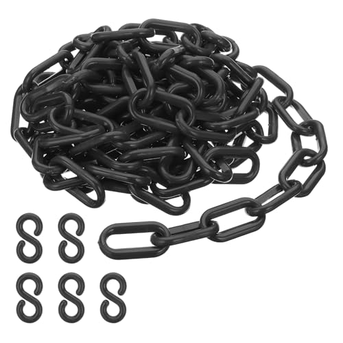 PATIKIL Plastic Chain Links, 10 Feet Safety Chains, Black Plastic Chains for Barriers, Crowd Control, Queue Lines, Parking, Fences, Gate, Concerts, and Decoration