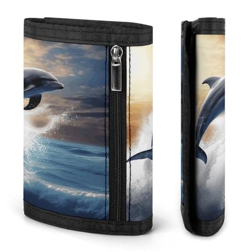 Beautiful Dolphin Trifold Wallet for Men - Money Clip Slim Wallets with Multiple Card Slots Minimalist Small Front Pocket Wallet for Everyday Carry3