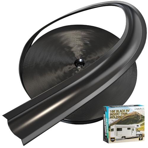 LATCH.IT 1-Inch Black RV Trim Molding Insert | 100-Foot RV Weather Stripping Exterior | Camper Weather Stripping, Vinyl Trim Insert | UV-Resistant Flexible Rubber Seal Strip for Trailer DIYers by LATCH.IT - Used condition - US$26.26