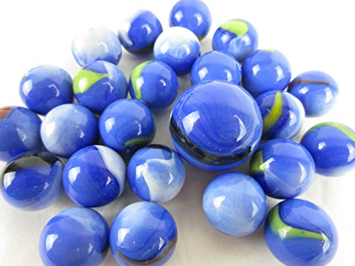 Big Game Toys~25 Glass Marbles Dolphin Blue/Orange/Yellow Swirl Classic Style Game Pack (24 Player, 1 Shooter) Decor/Vase Filler/Aquarium