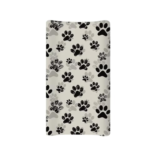 Mintulipy Dog Paw Changing Pad Cover for Boys Girls Lovely Print Soft Unisex Diaper Change Table Sheets Fit 32