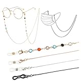 LIPIODOL 4 Stücke Gesichtsschutz Brillenkette Brillenband Lanyard mit Gummiring Ohrhaken Anti Lost...