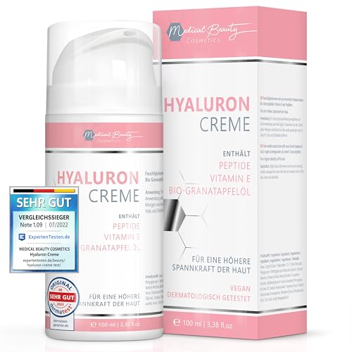 Größe 60 ml. BIO Hyaluron Serum mit Vitamin C/E Hochkonzentriert. Dermaroller geeignet. Gesichtsserum mit Organischen Anti Falten/Age Inhaltsstoffen. Vegan Naturkosmetik für Gesicht/Augenpartie 3 Medical Beauty Bio Hyaluron Creme - mit Peptiden, Vitamin E und Bio-Granatapfelkern-Öl - vegane Anti Aging Hyaluronsäure Creme für Gesicht, Augen, Hals, Dekolleté mit DermaCROSS III-Komplex 50 ml