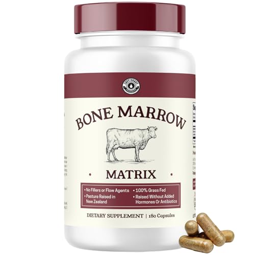 Bovine Bone Marrow Supplement - 100% Grass Fed and Pasture Raised in New Zealand- Freeze Dried 3rd Party Lab Tested Non GMO No Fillers Supports Collagen Joint Bone & Immune Health- 180 Capsules