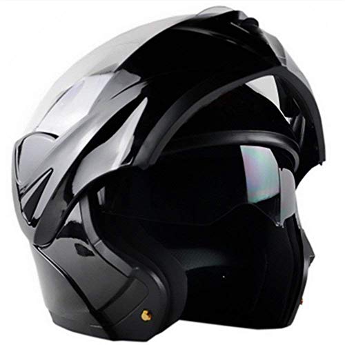 Ilm Motorcycle Helmets Modular Dual Visor Flip-Up Full Face Street Bike Racing Helmet Dot 5 Colors Model 808 (Xl, Gloss Black) #TOP6
