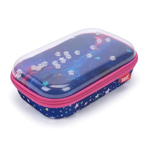 Trousse à crayons transparente ZIPIT à étoiles grande capacité pour filles
