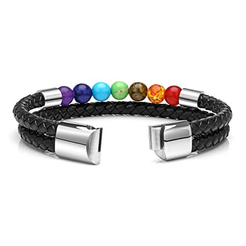 Chakra-Armband aus Heilstein und Leder für Paare