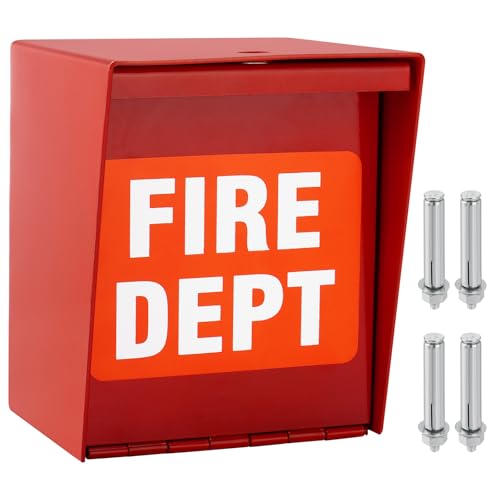 TRUCFUSION Fire Department Box With Lock Hole Red Heavy Duty Steel