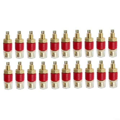 Image of HomeVortex 20 Pcs 4mm Binding Posts Brass Terminal Connector with Gold Plated Finish,for Speaker Wire Audio Systems (20Red)