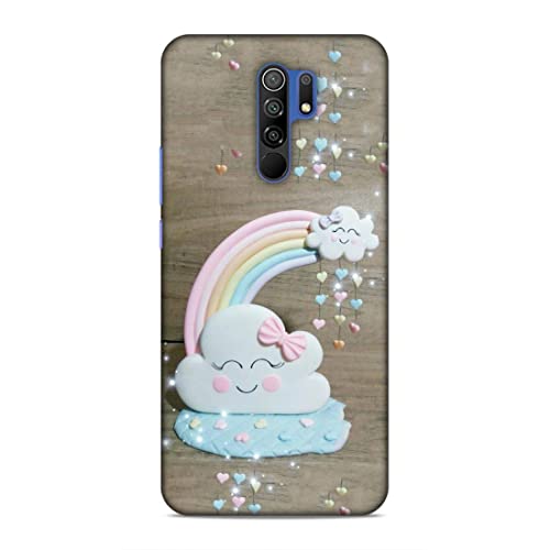 Image of Printed Mobile Back Hard Case Cover for Xiaomi Redmi 9 Prime /Xiaomi Poco M2 | Smiley Cloud, Colourful Heart, Clay Art rainbow-2179