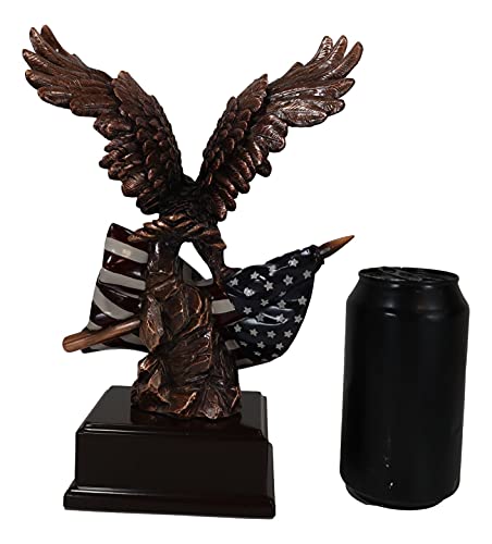Gifts & Decor Ebros Wings Of Glory Bald Eagle Clutching On American Flag Statue Bronze Electroplated Wildlife Eagle Figurine With Base Freedom Liberty Patriotic Figurine #TOP6