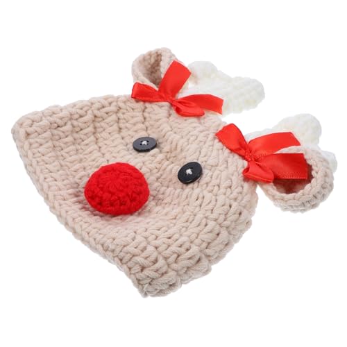 Lovely Knitted Antlers Beanie Hat Warm Cap for Months Chic Stylish Winter Hat for Boys Style Parents Brown