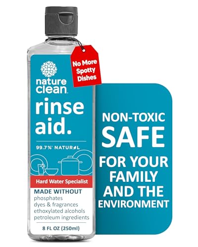 Comparison: Best Rinse Aid For Hard Water 3 Nature Clean All Natural Dishwasher Rinse Aid Cleaner, Liquid Dishwasher Rinse Agent for Spot-Free Glass & Cutlery in Hard Water, Non Toxic Dish Washer Rinse Aid & Stain Remover, 8 oz/250ml, Pack of 1