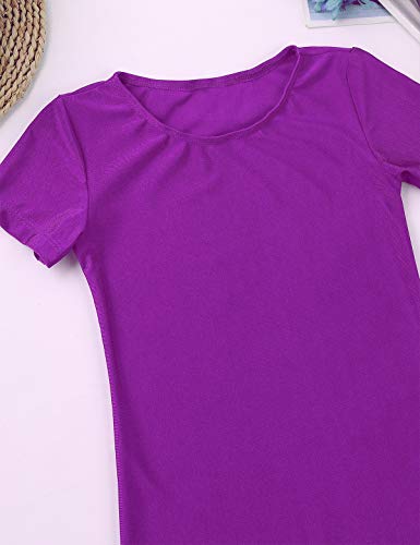 image for FEESHOW Kids Girls Boys Short Sleeve Basic Gymnastics Leotard Unitard 