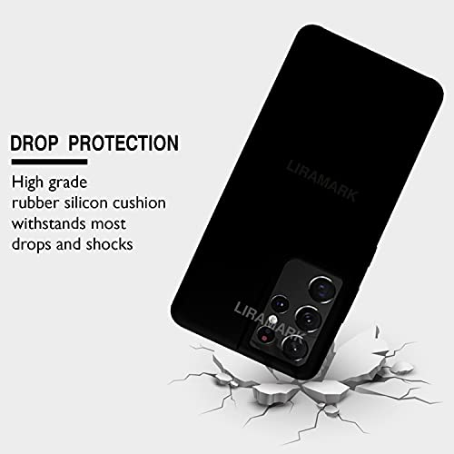 Image of LIRAMARK Liquid Silicone Soft Back Cover Case for Samsung Galaxy S21 Ultra (Black)