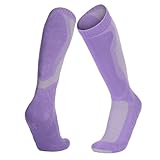 SparklWLeaf Calcetines de esquí for Adultos, for Exteriores, de Tubo Largo, de Felpa Gruesa, for Deportes de montañismo, Snowboard, Nieve, cómodos y cálidos para Esquiar(Purple Gray)