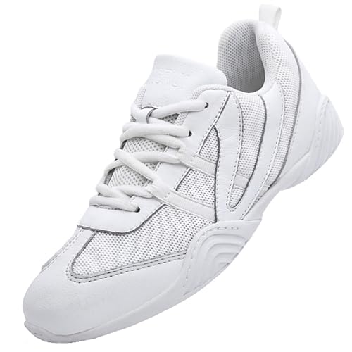 WUIWUIYU Femme Chaussures de Course Sports Mesh Respirante Gym Running/Cheerleading Chaussures de Danse pour Fille -Blanc 36