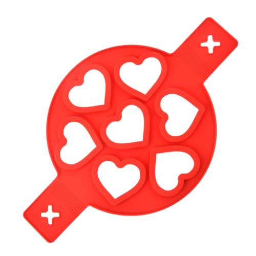 GXGM Molde de Silicona para Huevos Fritos, Ahorre Tiempo de horneado, Molde para Galletas con Aislamiento, Plantilla para Hornear para Magdalenas de Huevo DIY, corazón Rojo, 1 Pieza
