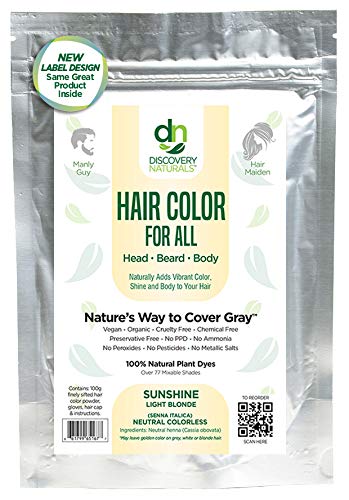 Discovery NaturalsLight Blonde Natural Hair Color For Men & Women, 100% Natural & Chemical-Free Dye for Hair & Beard, Easy To Use & Blends Well In Hair (Does Not Lighten Hair)