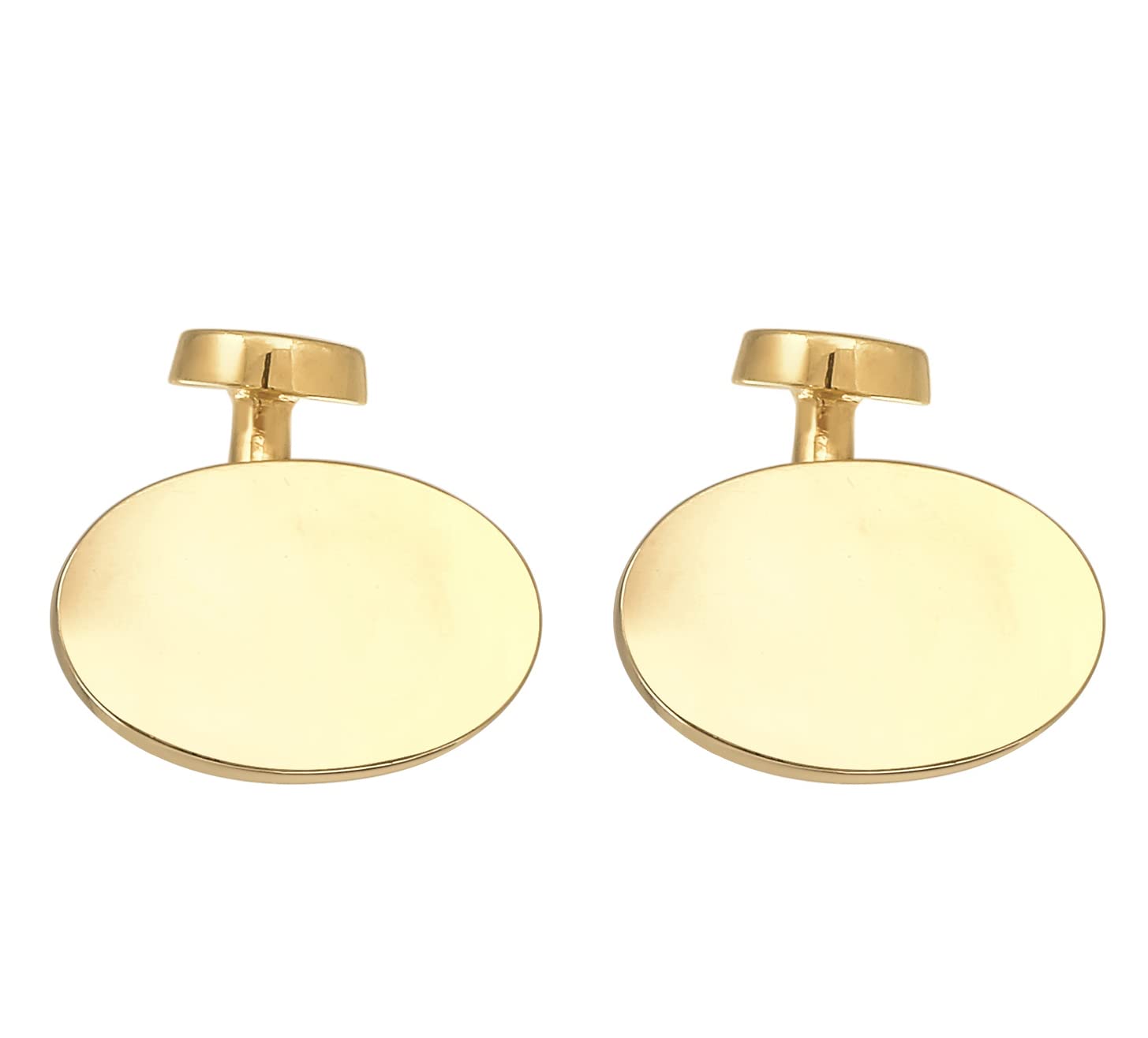 Kuzzoi Gemelos para hombre, diseño ovalado brillante, de plata de ley 925 chapada en oro, joyas clásicas para la camisa, regalo de boda y cumpleaños, Plata de ley