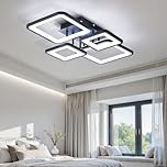 Warmiehomy Modern Ceiling Light LED,66W Living Room Ceiling Lights,62CM Cool White 6500K,4 Square LED Ceiling Lighting for Bedroom Kitchen Hallway,Black