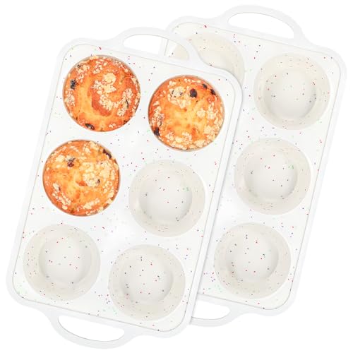 Fimary Silicone Jumbo Muffin Pan with Metal Frame, Non...