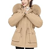Laquieio Chaqueta Mujer Invierno Rebajas Chaqueta Acolchada Gruesa, Abrigo Cálido Outerwear Mujer Abrigo Exterior de Felpa con Cintura Plumifero Mujer Regalos Navidad