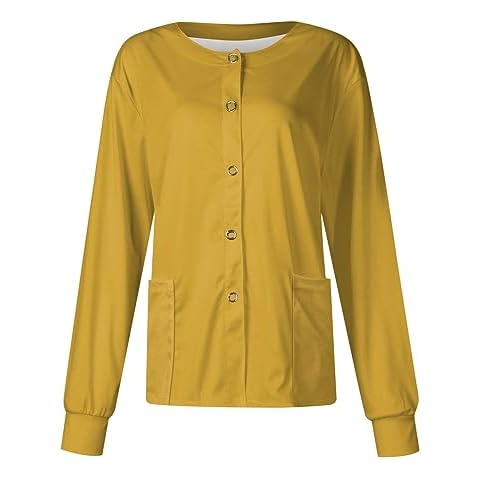 Scrub Jackets for Women Pink Jacket Royal Blue Scrubs Plus Size Scrubs for Women Plus Size Jackets Scrub Jackets for Women Uniforme Enfermera Nurse Jacket Scrubs Set for Yellow XXL Cover