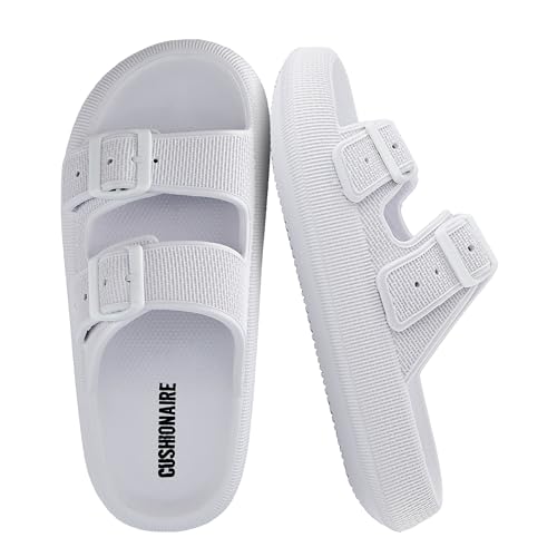Image of CUSHIONAIRE Fame Pillow Recovery Sandals for Women, Adjustable Double Buckle Waterproof EVA Cloud Slides for Women