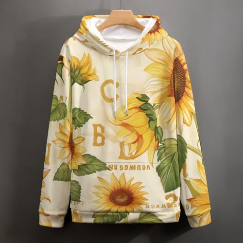 Sweat à Capuche Tournesol Alphabétique Hoodie Pullover Mixte - 5