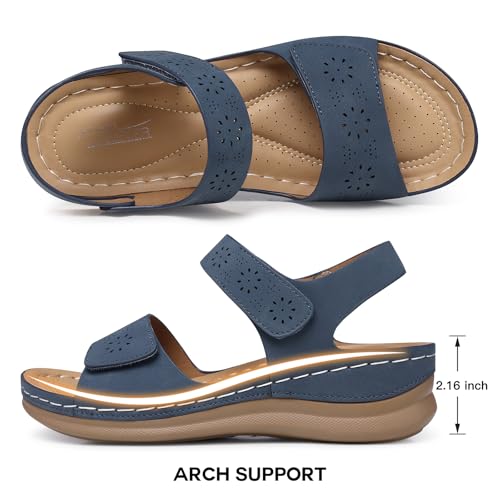 Image of SHIBEVER Women Flat Sandals Comfortable: Arch Support Sandals Dressy